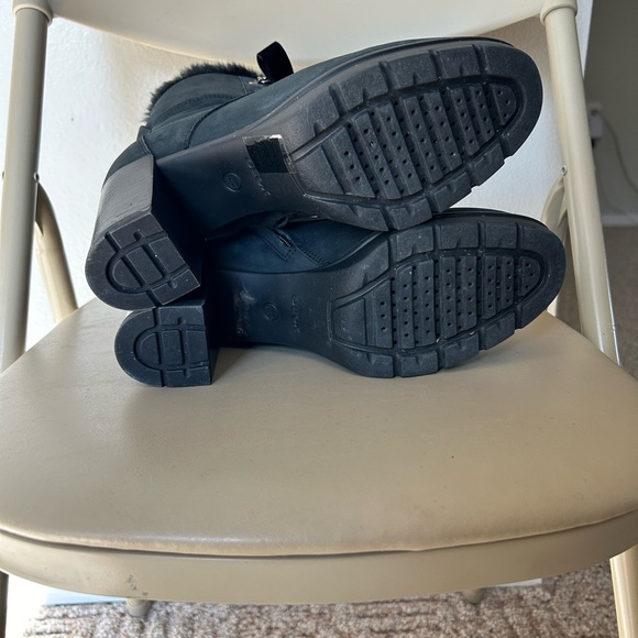 Geox Respira Faux Fur Lined Black Italian Leather Heeled Boots Size 8.5 - Picture 7 of 12